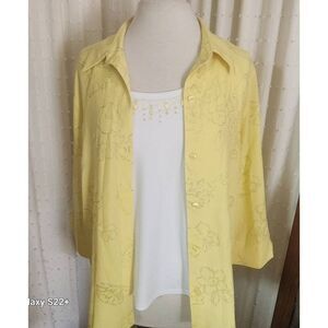 Alfred Dunner 2 piece tank and button up butterfly shirt